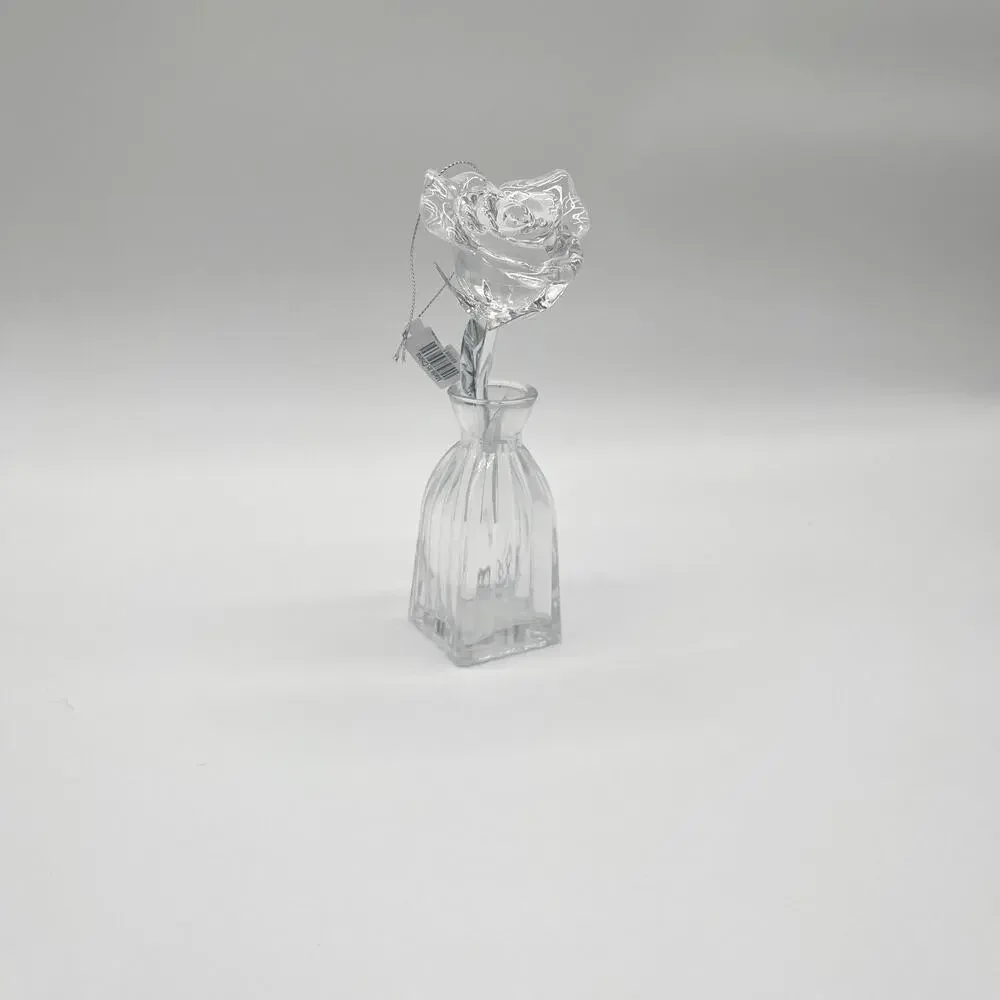 Clear Acrylic Rose NWT and Vase, Flower Decoration Ornament